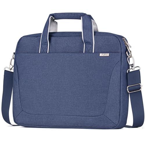 BAFFINA 15.6 16 Inch Laptop Shoulder Bag for Men Women, Waterproof Computer Carrying Case Messenger Bag with Strap, Laptop Briefcase for 14-15-16 Inch MacBook/ Chromebook/ Notebook Hp Dell Acer Asus, Blue