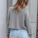 Women's Long Sleeve Boat Neck Sweatshirts Basic Relaxed Fit Pullover Tops with Raw Edge (1-Gray,Small) (Gray, S)