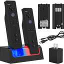 Remote Controller Charger for Wii/Wii U with 2 Pack 2800mAh Rechargeable Battery Pack, 2 Port Charging Station for Wii Controller, Remotes are not Included