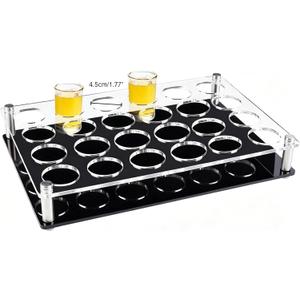 NBEADS 24 Shot Glass Tray Holder, Bar Acrylic Shot Glasses Holders Wine Glass Cup Serving Tray Cups Organizer Shot Glass Display Bar Accessories for Party, Bar, Club, Hole: 1.77"