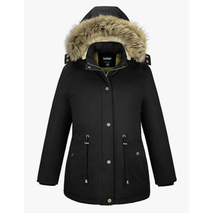 Soularge Women's Winter Plus Size Sherpa Lined Coats with Detachable Hood Black 3X