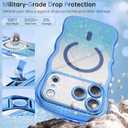 4 x BENTOBEN for iPhone 17 Pro Max Case Clear, [Compatible with MagSafe][Full Camera Protection][Cute Wave Frame][DIY Glitter Cardstock] Electroplated Wavy Shockproof 17ProMax Phone Case 6.9", Sky Blue