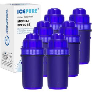ICEPURE Pitcher Water Filter, Compatible with All PUR Pitchers & Dispensers Filtration Systems, Replacement for PUR CRF950Z, PPF900Z, PPF951K, PPT700W, PPT711W, CR-1100C, CR1100CV 6Pack