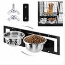 LemonRoad 2 Pcs 57oz Stainless Steel Dog Kennel Swivel Feeder Bowls with Swivel Gate Mountable Dog Feeding Station(23.6" X7") for Large Medium Dogs Feeding Cages Crate Outdoor Kennel