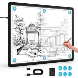 Heanolier A2(25.2" x 18.4") Artist tracing Light Box Copy Table,Large Magnetic Light pad with Physical Buttons & Adapter,3-Color,Dimmerable Bright Light Board for Diamond Painting,Drawing,Sketching (Black)