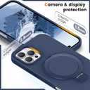 Liquid Silicone Case for iPhone 16 Pro Max with Magnetic Ring Stand, Military Grade Shockproof Protection, Anti-Scratch Microfiber Lining Covers for iPhone 16 Pro Max, Dark Blue