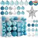 Joiedomi 71 Pcs Blue & White Christmas Ornaments Set, Assorted Christmas Tree Ornaments with Star Tree Topper, Shatterproof Hanging Balls Decor for Xmas Wreath Garland Holidays Party