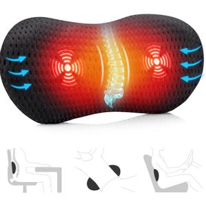 Lumbar Support Pillow for Office Chair, Vibrating Lumbar Pillow with Heat for Lower Back Pain Relief, Memory Foam Back Support for Car, Bed, Gifts for Mom Dad Women Men