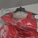 OQQ Women's Square Neck A-line Dress Sleeveless Tank Top Stretch Flare Mini Dresses (Red, Small)