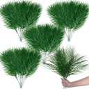 XONOR Artificial Palm Leaves, Fake Tropical Leaves, Faux Palm Leaf with Stem for Jungle Hawaiian Dinosaur Luau Party Table Decoration Wedding Birthday Theme Party Decoration (100Pcs, 16.5'')
