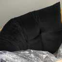 Rycwola Faux Fur Headboard Pillow with 2 Pack Neck Roll Pillow Large Headboard Pillow Soft and Supportive with Removable Cover (Black, Queen)