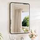 TETOTE Black Mirror 20 x 30 Beveled Edge Tempered Glass, Rounded Corner Rectangle Bathroom Mirror for Over Sink for Modern Bathroom, Living Room, Bedroom, Entryway