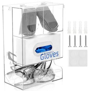 FOUR E'S SCIENTIFIC Acrylic Safety Glasses Dispenser, Wall Mount or Countertop Glove Box Organizer Storage Bin Holder Shoe Covers Tissue Box Shelf Multi-Function for Lab, Industrial, Factory, Office