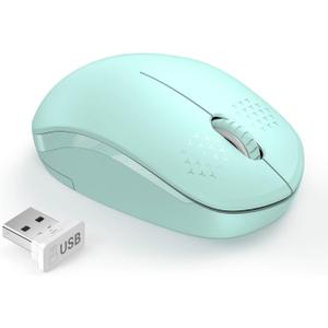 seenda Wireless Mouse, 2.4G Noiseless Mouse with USB Receiver - Portable Computer Mice for PC, Tablet, Laptop with Windows System - Mint Green