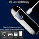 Electronic Lighter, Smart USB Rechargeable Lighter,Mini Electric Lighter Touch Ignition Windproof Flameless Lighter Plasma Lighter with Battery Indicator for Men Father Gifts (Blue)
