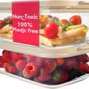 Ziruma Non-Toxic 6.2 Cup Glass Food Storage Containers with Lids, Large Food Containers, Plastic Free Meal Prep, Airtight Food Storage Container, Microwave and Freezer Safe, 2 Pack (50 Oz)