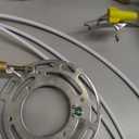 CATINER Modern Drum Chandelier 18” White and Gold Pendant Light Fixture Round Fabric Shade 4 Lights Semi Flush Mount Hanging Ceiling Chandelier for Dining Room Bedroom