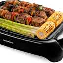 OVENTE Electric Indoor Grill with 13x10 Inch Non-Stick Cooking Surface, 1000W Fast Heat Up Power, Adjustable Temperature, Removable and Dishwasher Safe Grilling Plate and Drip Tray, Black GD1632NLB