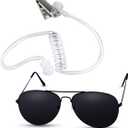 Twdrer 2-Piece Spy Agent Costume Set with Earpiece & Sunglasses, Secret Service Security Guard Accessories for Men Wome, Halloween Cosplay Party