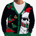 Men's Christmas Cardigan Sweater V Neck Buttons Knitted Cardigans Ugly Xmas Sweater
