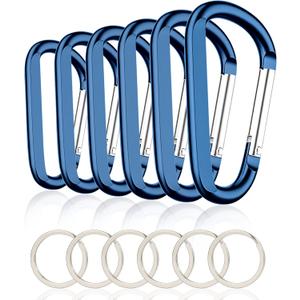 CampTek Carabiner Caribeaner Clip,3" Large Aluminum D Ring Shape Carabeaner with Keyring Keychain Hook (Navy)