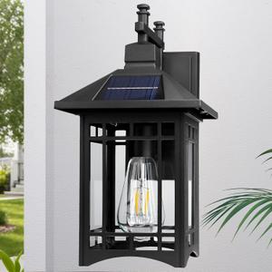 Solar Outdoor Wall LightExterior Lighting fixturesModern Black Exterior Light Fixture with Clear Glass ShadeOutdoor Solar Wall Lights Dusk to Dawnfor House Garage Doorway Patio