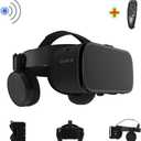 VR Headset for iPhone & Android Phones with Wireless Headphones, Virtual Reality Goggles Set for 4.5"-6.5" Phones3D VR Glasses for IMAX Movies &VR Games (Black)