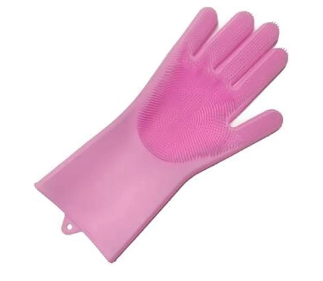 Household Cleaning Gloves Rubber Gloves Cleaning Household Magic Kitchen Gloves Cooking Hand Washing Tableware Scrubber Durable(Pink)