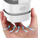 TRZLIFE Desk Vacuum Cleaner, Rechargeable Durable Mini Table Vacuum for Desktop, Drawer & Countertop, Portable Cordless Desktop Vacuum, Ideal Office Accessory, White