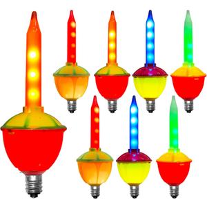 Bubble Lights Replacement Bulbs, 8-Pack Multicolor LED C7 Bulbs for Christmas Tree, Liquid-Free, UL Listed, Safe & Energy-Efficient, Waterproof for Holiday Decor, Night Lights, Candlestick