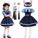 Professional Police Officer Uniform Costume, Judy Dress Up Outfit for Christmas&Career Day (6-7yrs)