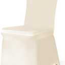 100 PCS Ivory Polyester Spandex Chair Covers - Stretch Slipcovers for Wedding, Party, Dining, Banquet - Flat-Front Chair Covers