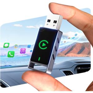 Wireless CarPlay Adapter for iPhone0 Latency Wired to Wireless for Apple CarPlay 3S Connection Adaptable to iOS10+ Version & Cars from 2015+ Mini Size (Bright silver)