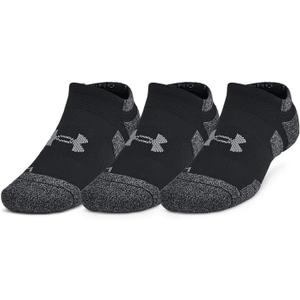 Under Armour Performance Tech Pro No Show Socks 3 Pack (Large, (001) Black / Black / Castlerock)