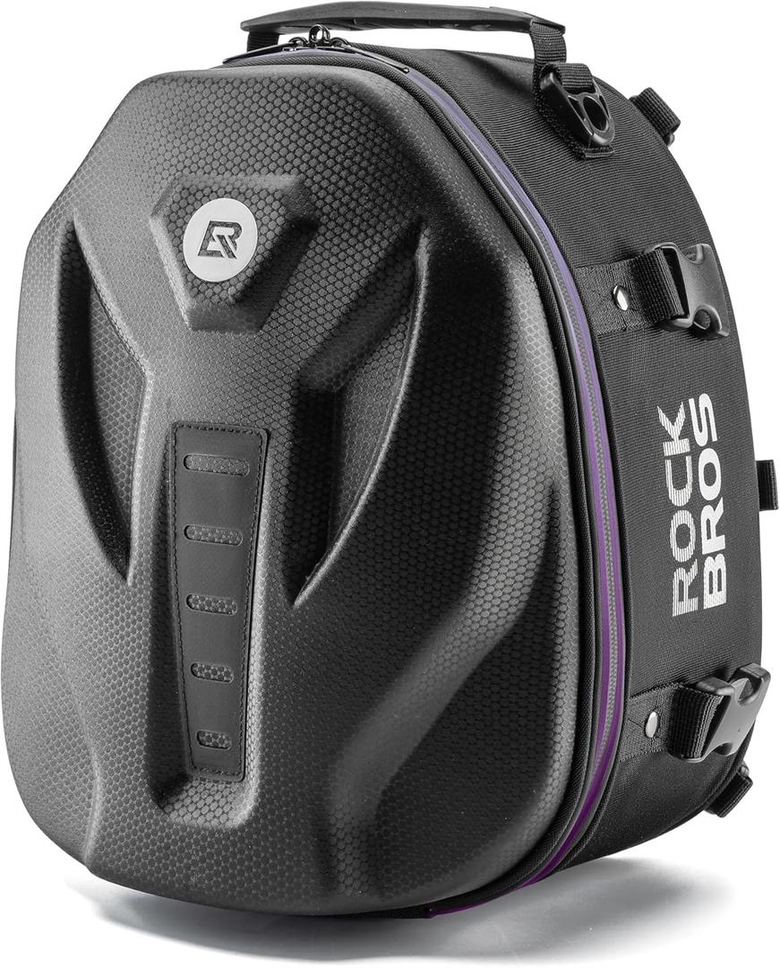 ROCKBROS Motorcycle Tail Bag - Waterproof Rear Seat Bag with Hard Shell Design - 12.5L Large Motorcycle Backpack