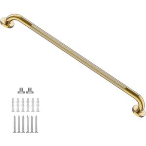Gold Shower Grab Bar w/Anti-Slip Knurled Grip 36 Inch, Zepolu Wall Mounted Stainless Steel Bath Grab Bar,Safety Balanced Handrail, Handicap Injury Elderly Senior Assist Support Textured Handle