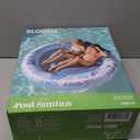 SLOOSH Inflatable Tanning Pool Lounger Float, 72" x 56" Pool Floats Adult with Pillow, 4 in 1 Round Suntan Tub Raft Floatie,Sunbathing Bed Lounge for Water Blow Up Ball Pit Party Gifts, Blue