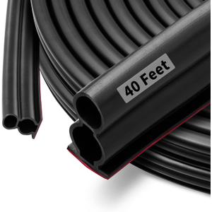 40 Feet Rubber Door Weather Stripping Door Seal Large Gap, Self-Adhesive Extra Thick D-Shape Door Seal Strip for Door Frame Door Insulation Strip, Easy Cut to Size(Black), FKBGDB40FT