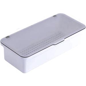 Flatware Tray with Lid and Drainer,Silverware Tray Kitchen Dinnerware Holder and Utensil Storage Container for Flatware and Silverware (White), 10.63"L x 4.72"W x 2.76"H