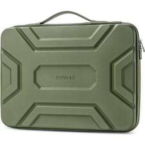 DOMISO 15.6 inch Laptop Sleeve Shoulder Bag Shockproof Computer Bag Waterproof EVA Protective Carrying Case for 16" MacBook Pro/Max M2 M1 2019-2023,15"-16" HP Dell Asus Laptop,Dell XPS 15,Green