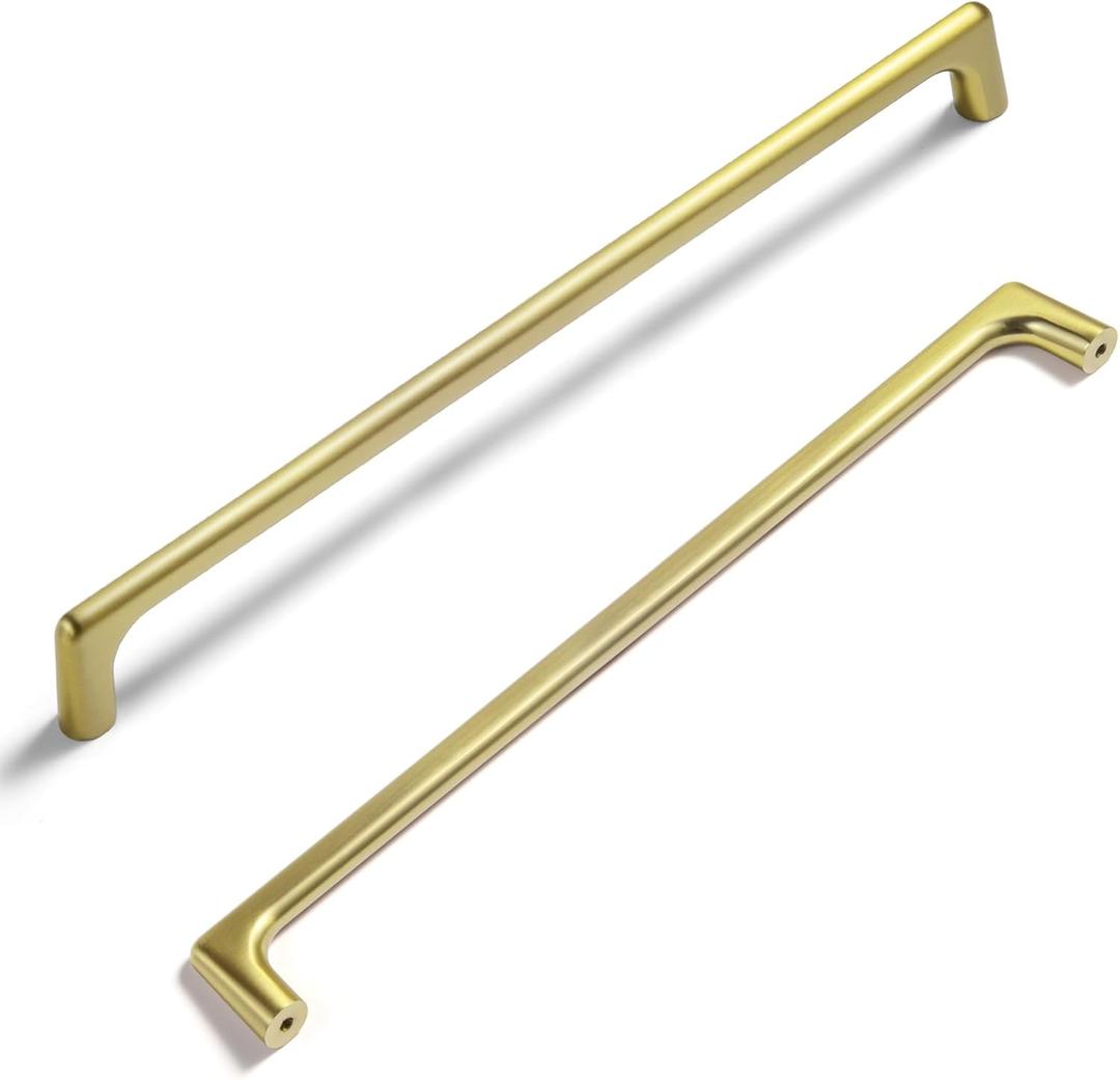 Goo-Ki Brushed Gold Cabinet Pulls with 10''(256mm) Hole Centers, Modern Style Zinc Alloy Cabinet Handles for Dresser,Wardrobe,Cupboard- 2 Pack