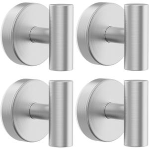 Bntuk Suction Cup Hooks, Shower Hooks for Inside Shower Removable Towel Hooks for Bathroom Window Glass Mirror Tile, Bath Robe Looafh Hook for Hanging Waterproof & Rustproof, Silver(4 Pack)