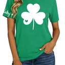 RECUTEWU St. Patricks Day Shirt for Women: St Paddy's Clover Shamrock Tee Irish Lucky Short Sleeve T-Shirts Tops