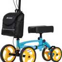 ELENKER Steerable Knee Scooter, Foldable Knee Walker with Basket Dual Braking System, Knee Scooters for or Angle and Injured Foot Broken Blue