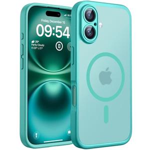 TOCOL Magnetic for iPhone 16 Case, Upgraded Full Camera Protection, Compatible with Magsafe, Drop Protection, Translucent Matte Back Bumper Phone Cover 6.1-Inch (Green)
