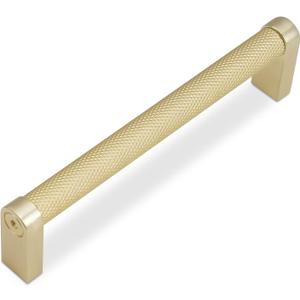10 Pack 5Inch Kitchen Cabinet Handles Brushed Gold Knurled Cabinet Pulls Gold Drawer Pulls Kitchen Hardware (5'' Hole Center(128mm))