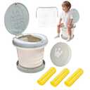 SunnySmile portable, foldable potty seat for toddler, Training Toilet Seat Emergency Toilet for Car, Camping, Outdoor, indoor (grey, large) (Gray)