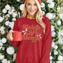 LUKYCILD Sleigh Sweatshirt Women Sleigh Girl Sweatshirt Casual Shirt Funny Long Sleeve Shirt (X-Large, Red-2)