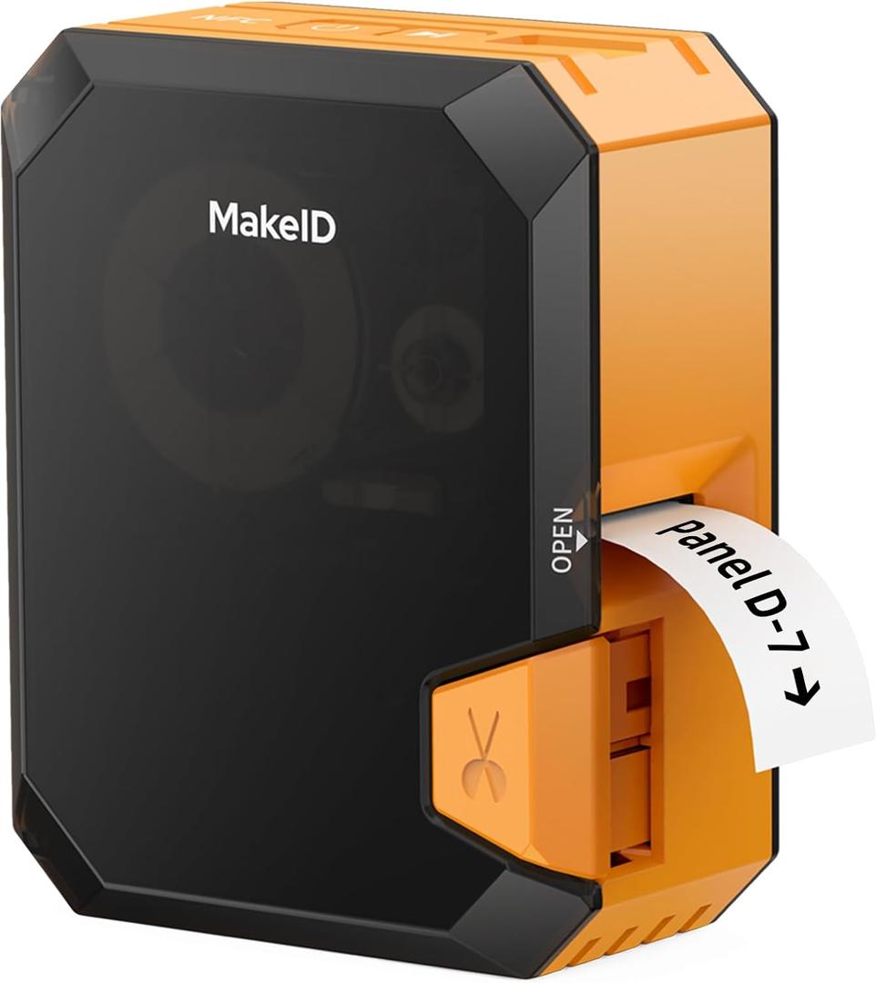 Makeid P31S Portable Industrial Label Printer, 1" Print Head with Bluetooth, Mobile/PC Software, with 0.75" x 19.68ft Label for Wire, Cable & Heat Shrink Tubes at Job Sites.