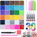 40000 Pcs Resin Jelly Rhinestones Bedazzling Kit, Include 30 Colors 3mm Flatback Gems 4Pcs 10ml B7000 Jewelry Glue & Tools, Bedazzler Kit with Rhinestones